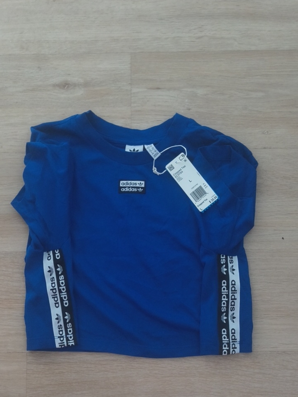 adidas Crop Top Logo Shirt Women's Size L